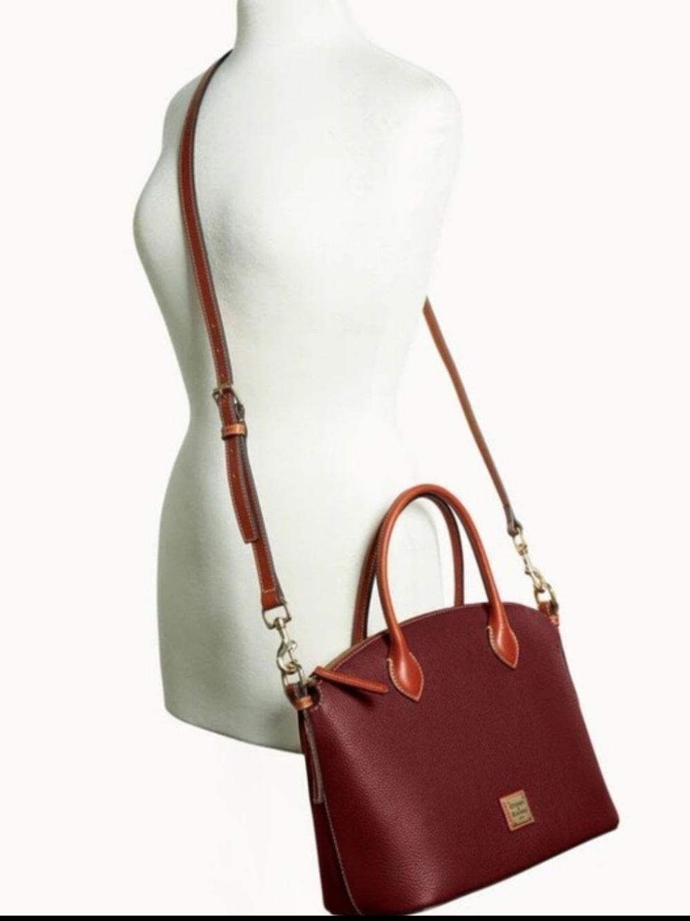 NWT! Dooney & Bourke Pebble Grain Domed Satchel in BORDEAUX - - Picture 9 of 9